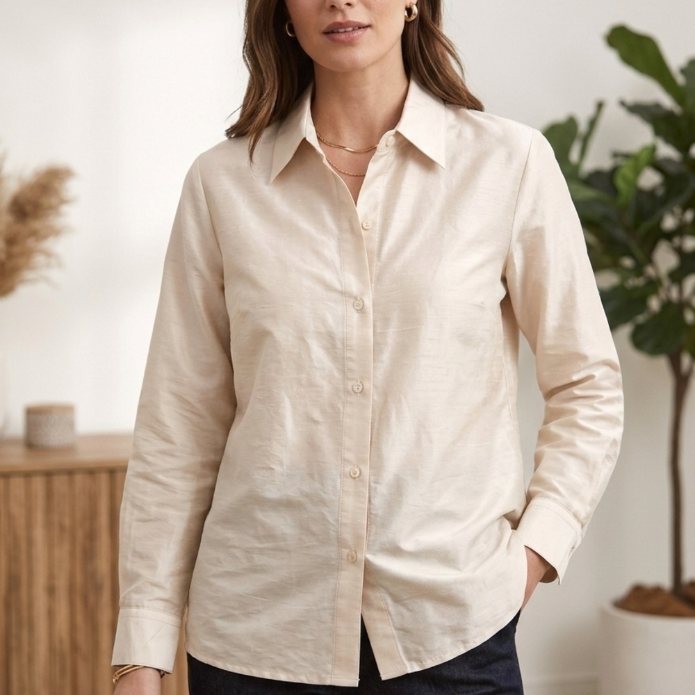 Ferrari Light Beige Women's Button-Down Shirt